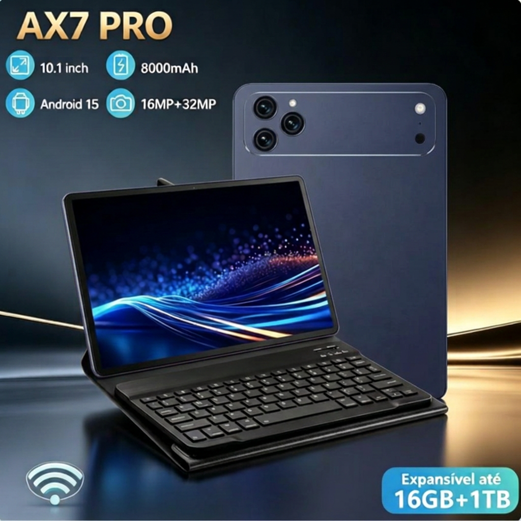 Tablet AX7 Pro Azul com teclado