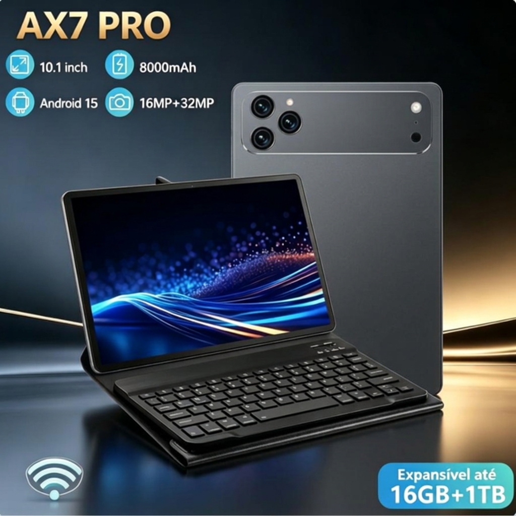 Tablet AX7 Pro Cinza com teclado